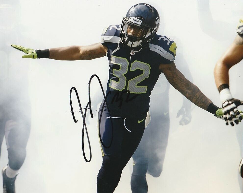 JERON JOHNSON SIGNED SEATTLE SEAHAWKS FOOTBALL 8x10 Photo Poster painting #3 NFL AUTOGRAPH PROOF