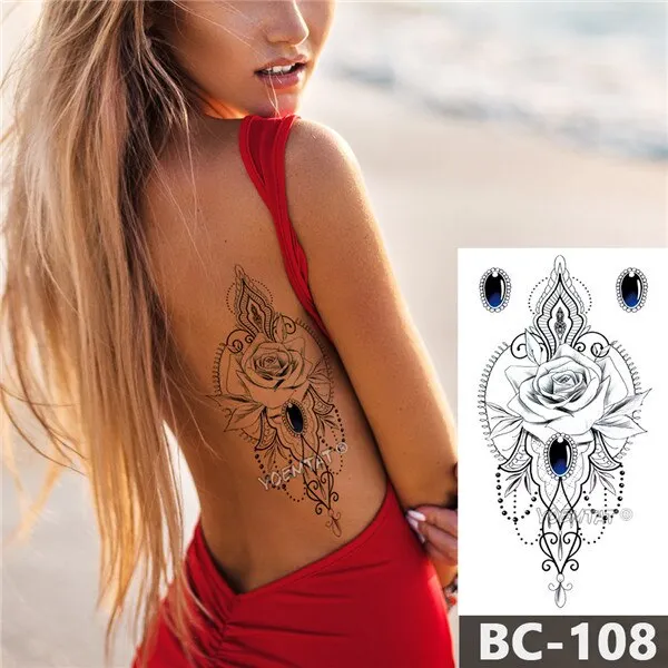 1 Sheet Chest Body art Tattoo Temporary Waterproof tattoo Jewelry Lace Decal Waist Art Tattoo Sticker for Women