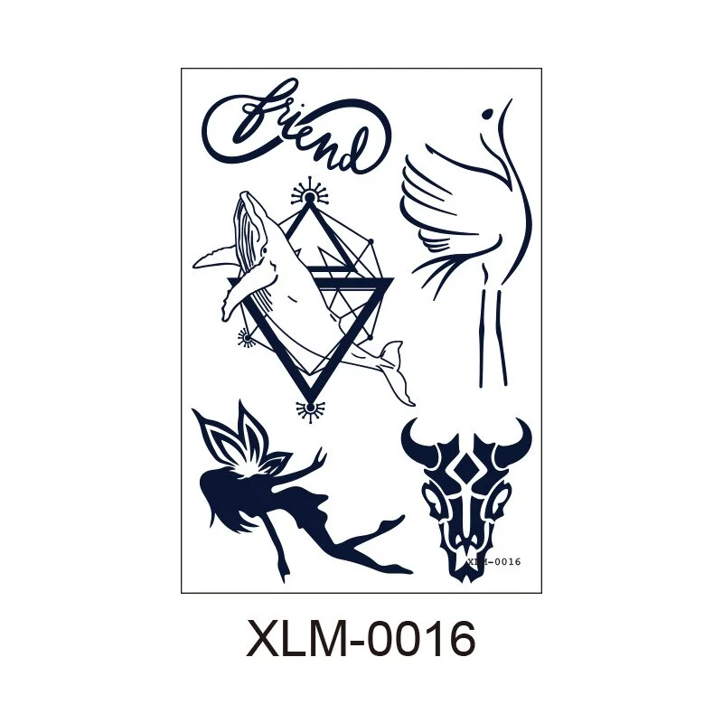 Waterproof Temporary Tattoo Sticker skull bull Cross English Letters Tatoo Fake Tatto
