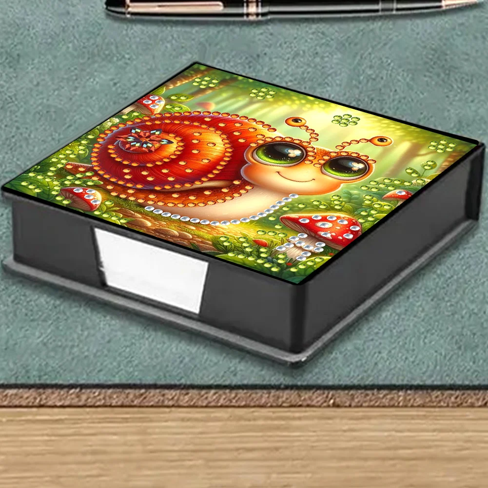 PU Snail Diamond Painting Notecard Box with Papers for DIY Art Craft
