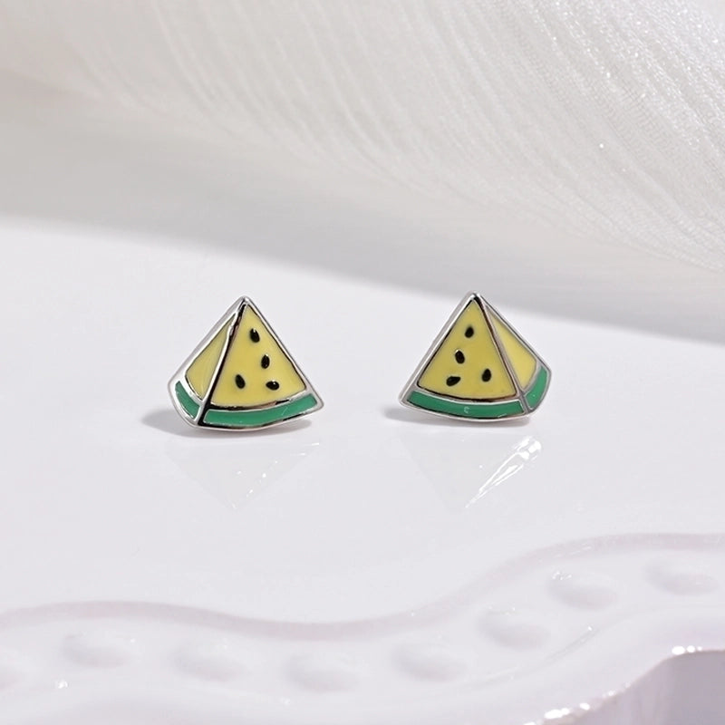 1 Pair 22K Gold Plated Rhodium Plated 925 Sterling Silver 925 Sterling Silver Earrings Peach Carrot Apple Ear Studs