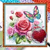 Rose Butterfly-Partial 11CT Stamped Cross Stitch Bead Embroidery 36*36cm/14.17*14.17in tapestrymarket