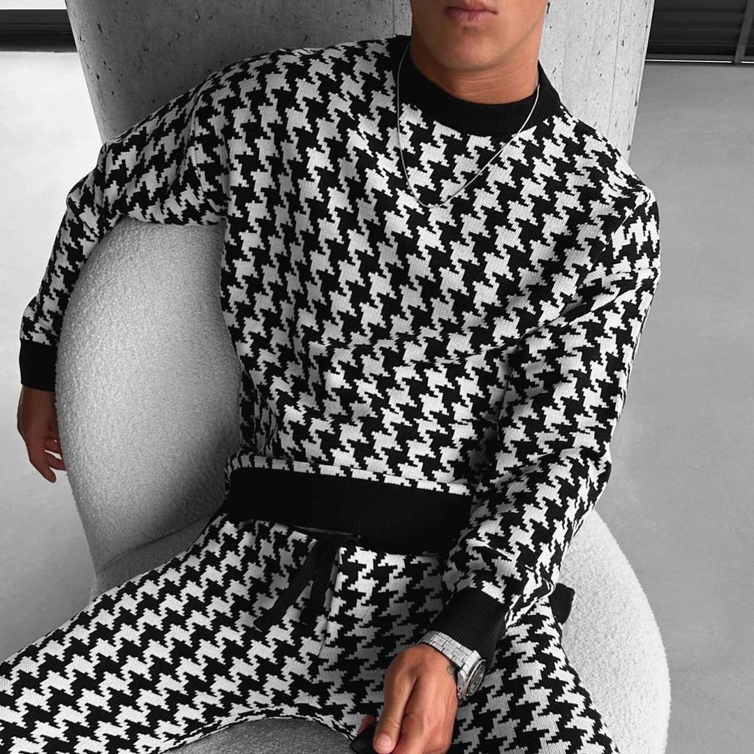 Loose Fit Houndstooth Jogger、、URBENIE