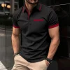 Men's New Casual Color Matching Business POLO Shirt