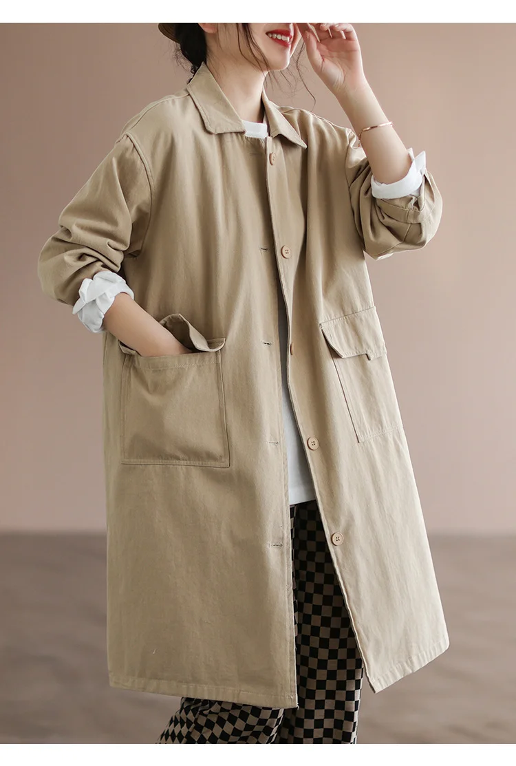 Casual Solid Color Mid-Length Outwear - yankia