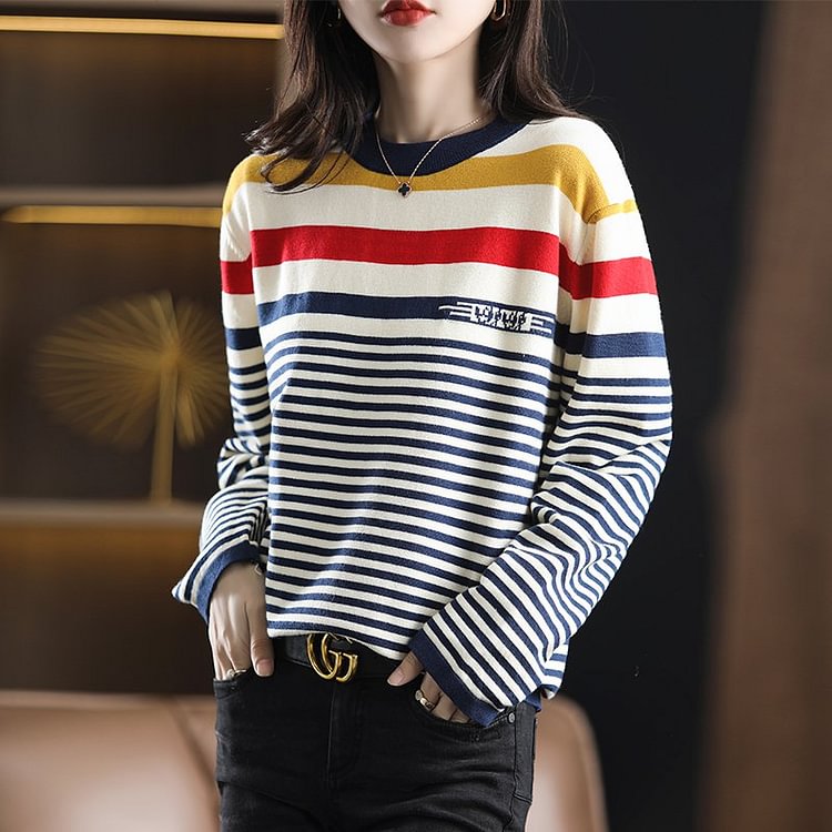 Casual Striped Shift Sweater