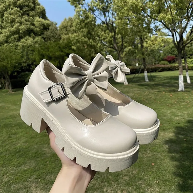 Women Chunky Sneakers Hidden Heels Shoes Ladies Wedge Thick High Heels Autumn Platform Women Shoes Lace Up Lolita Mary Janes