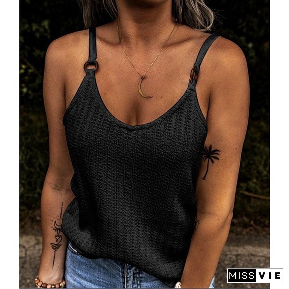 Womens Fashion Summer Clothes Casual Sleeveless Halter Top Solid Color Camisole Ladies Off Shoulder Shirts Loose Blouse Plus Size Cami Tank Tops