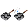 4-Cup Cast Iron Egg Frying Pan with Handle Pancake Pan Egg Cooker Fried Egg Pan