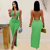 Women's Hot Sexy Knitted Halter Neck Backless Solid Color Dress