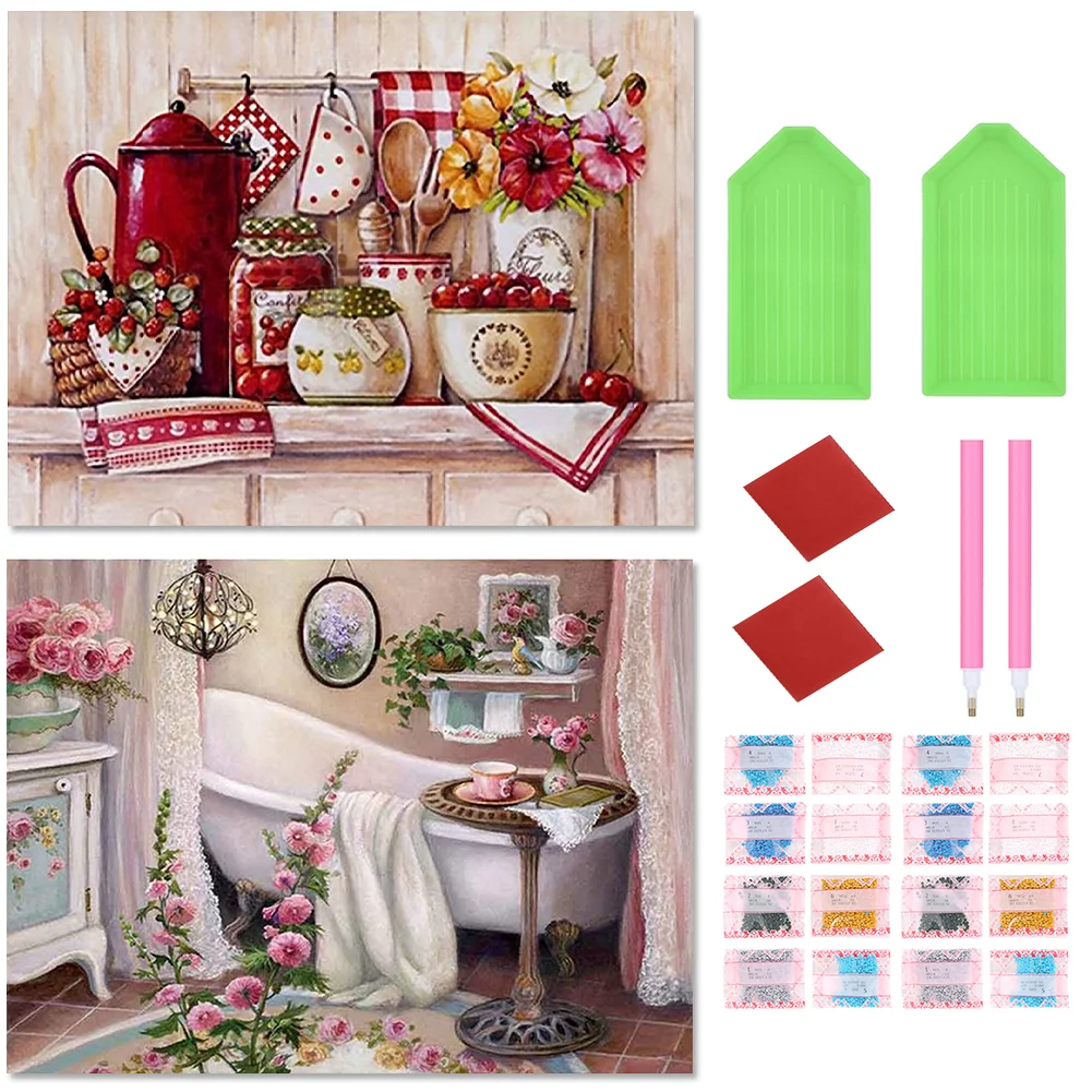 2pcs Diamond Painting - Full Round Drill - Home(Canvas|40*30cm)