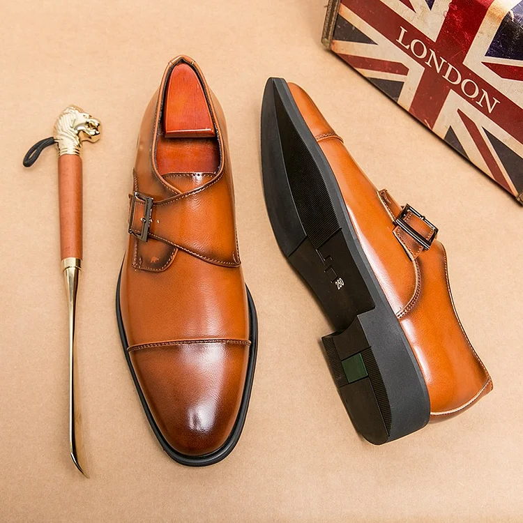 Gregorysupply Classic Leather Shoes for Men Slip on Pointed Toe Oxfords Formal Wedding Party Office Business Casual Dress Shoes for Male2024