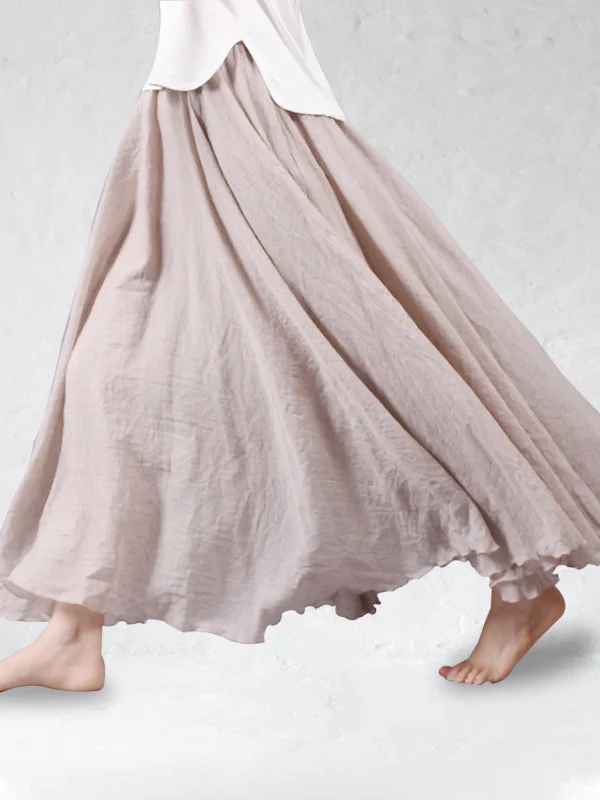 VChics Comfy Cotton & Linen Flowy Wide Skirt