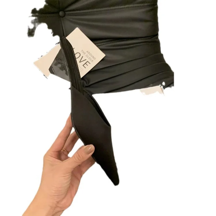 Yyvonne Drag Slippers Low And Back Half-Drag 2025 Summer New Baotou Cat With Casual Leopard-Print Cold Slippers