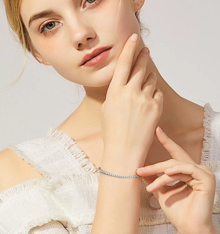 925 Sterling Silver Tennis Chain Bracelets Minimalist