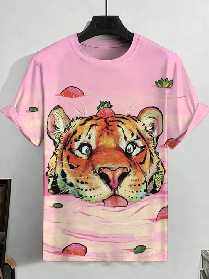 Men's Cute Tiger Print Casual T-Shirt