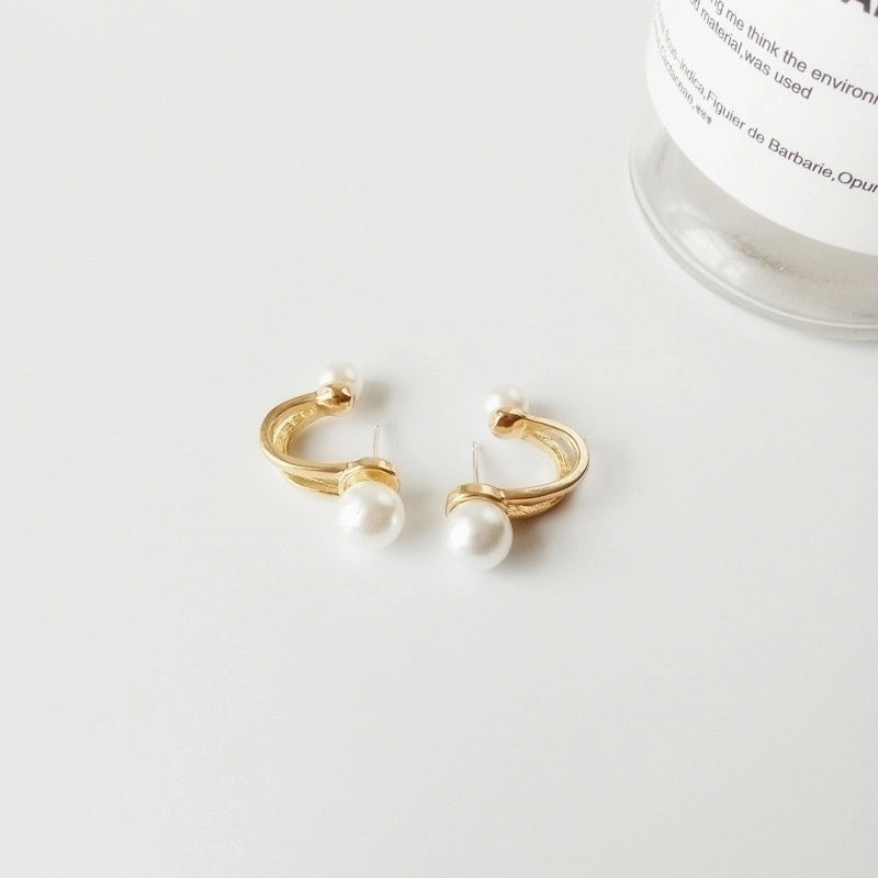 Minimalist Heart Shape Flower Resin Inlay Artificial Pearls Rhinestones Drop Earrings 1 Pair