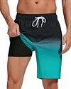 difficort Mens Swim Trunks Quick Dry Bathing Suit 9 inch Inseam Board Shorts with Compression Liner and Zipper Pocket