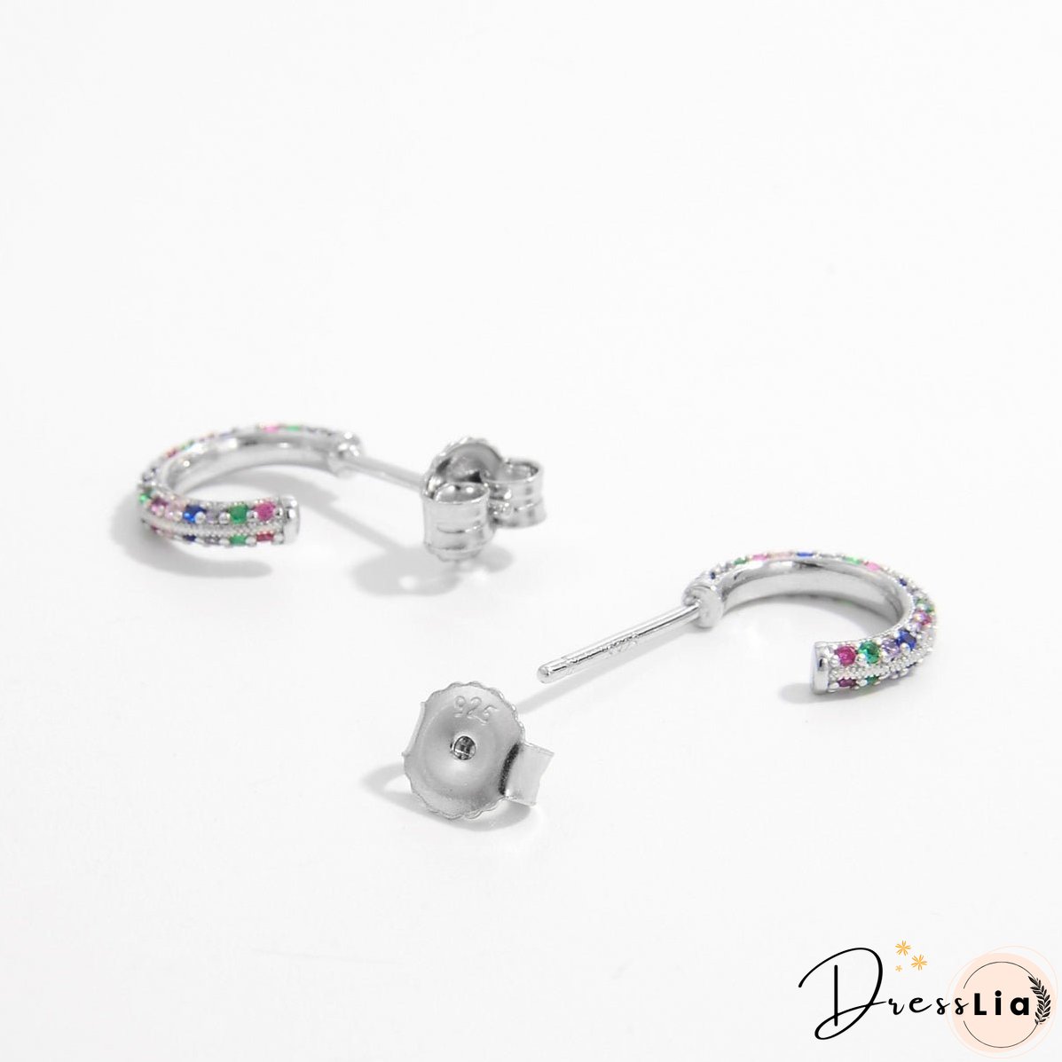 925 Sterling Silver Contrast Zircon Earrings