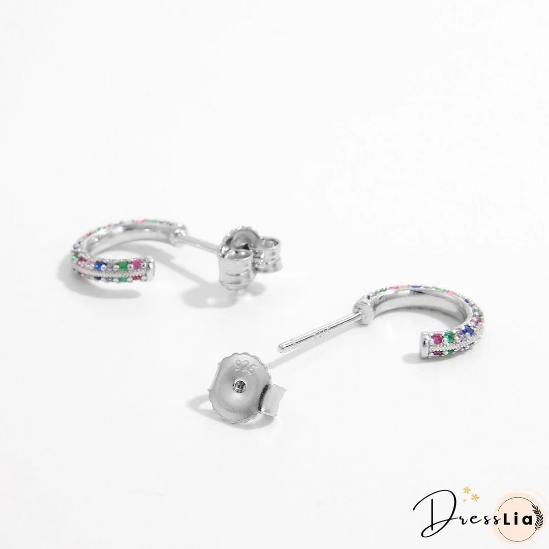 925 Sterling Silver Contrast Zircon Earrings