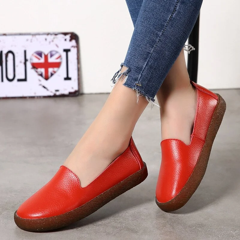New Women Shoes White Genuine Leather Shoes for Women Loafers Soft Mocassin Femme Oxford Shoes Slip on Casual Leather Flat Shoes