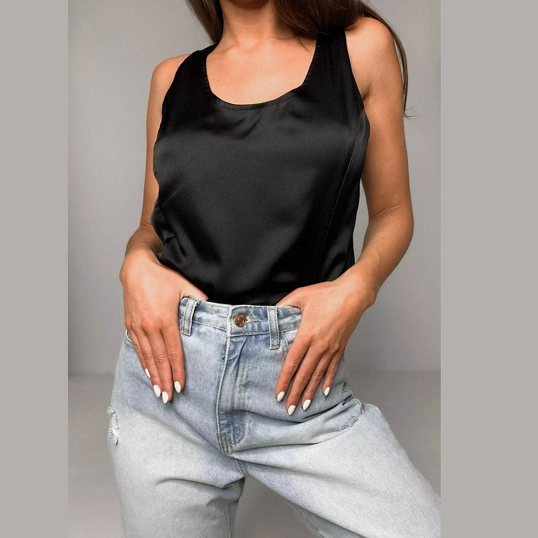 Sexy Satin Silk Tops Vest Female Loose Solid Soft Camisole Tank Tops Summer Clubwear Streetwear Sleeveless Top Women Camisole