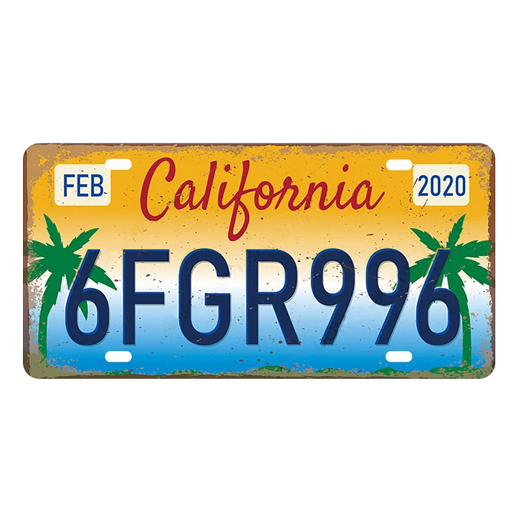 California 6fgr996- permis de plaque de voiture ancienne - 5.9x11.8inch