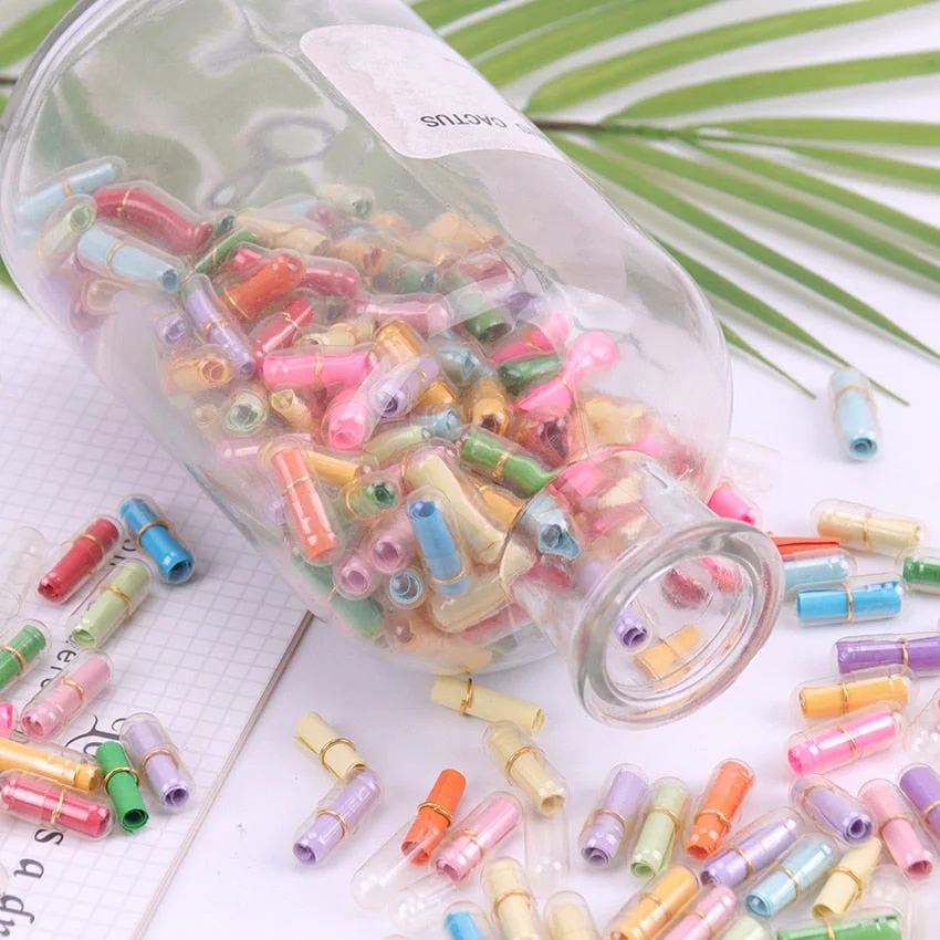 50PCS Mini Creative Love Message Letter Capsule Mini Gift Box Transparent Wish Bottle With Paper Student Stationery