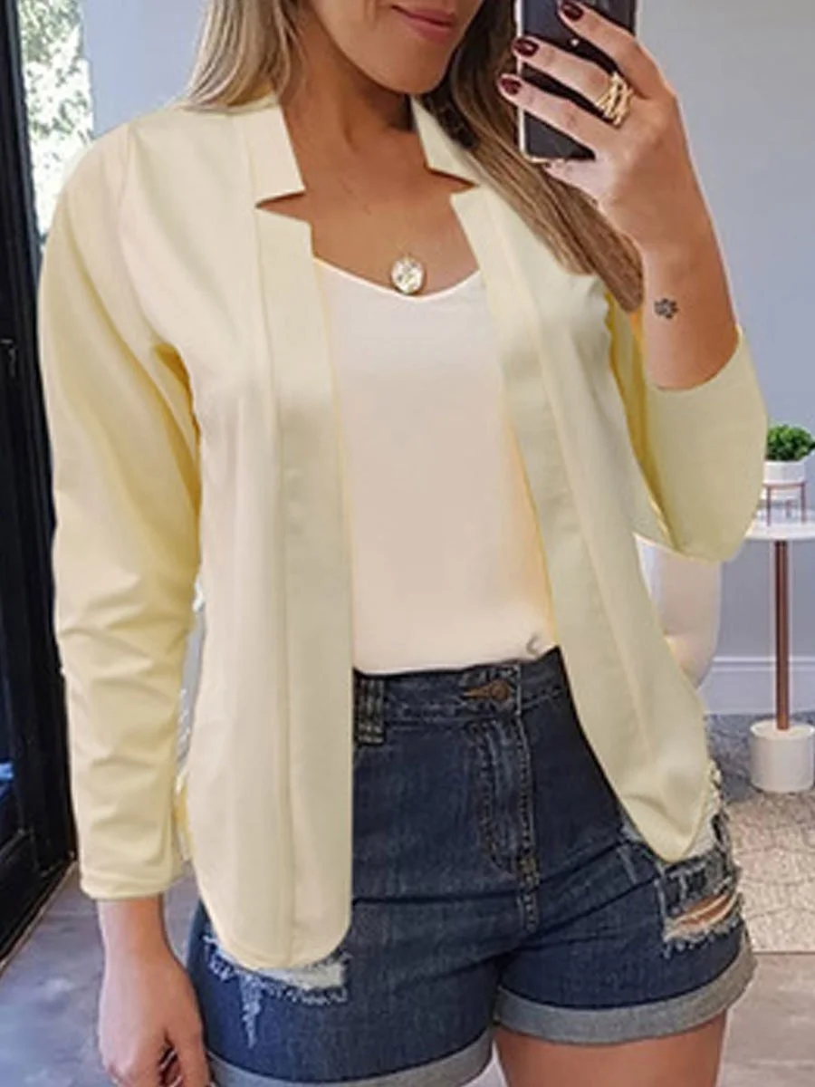 Plain Long Sleeve Cardigan Casual Blazer