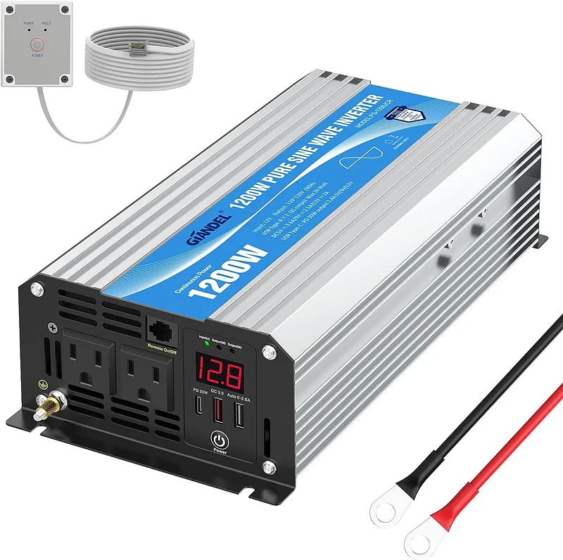 5000Watt Heavy Duty Power Inverter DC 12volt to AC 120volt with LCD Display  4 AC Sockets Dual USB Ports & Remote Control for Truck RV and Emergency :  : Electronics