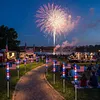 8Pcs American Flag Solar Stake Lights Weatherproof Garden Decorative Pole Flag Light Impact  Welcome Powered Outdoor Gardening Light for Outdoor Gardening Patio Yard