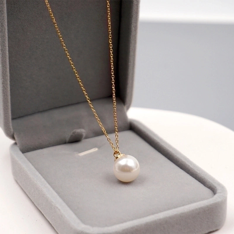 Elegant Minimalist Geometric Imitation Pearl Titanium Steel Copper Plating Earrings Necklace