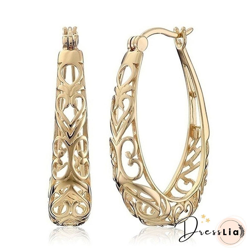 Fashion luxury pure gold pendant hollow round earrings hoop earrings party wedding engagement earrings jewelry