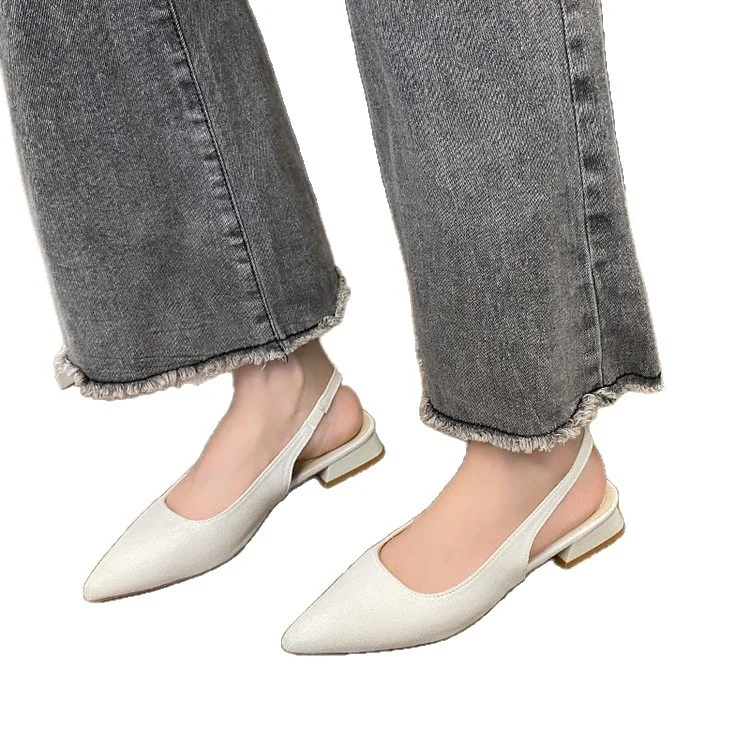 Yyvonne Low-Heeled Sandals Women In The Spring And Autumn Of 2025 New Thick Heel Single-Shoe Temperament Famous Pointed High Heels