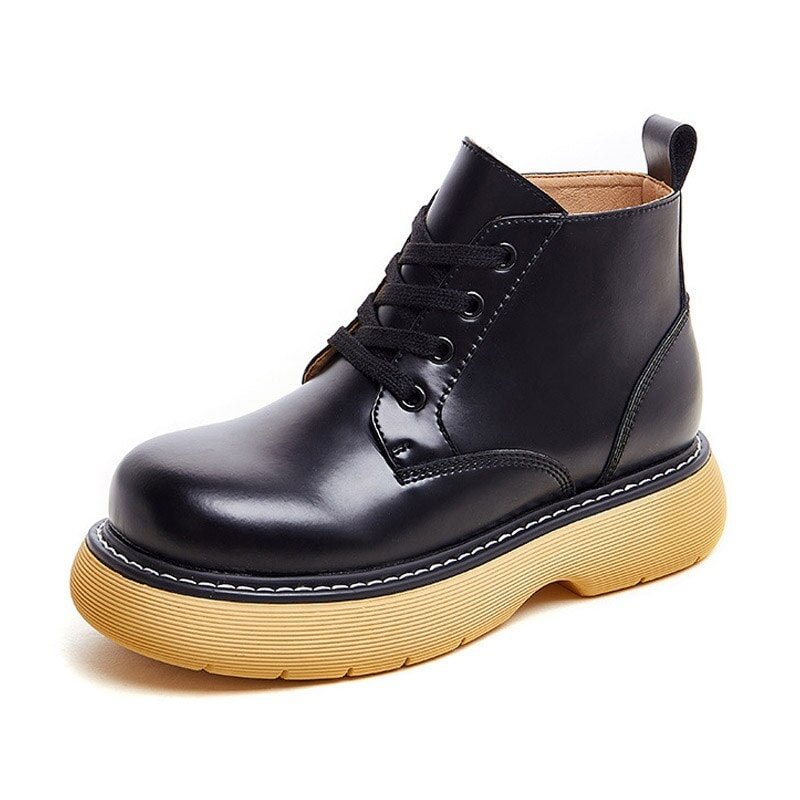 Genuine Leather Women Platform Martin Boots Autumn 2021 New Fashion Ankle Boots British Style Thick Bottom Ladies Winter Booties