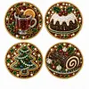 4pcs Acrylic DIY Pearl Painting Coaster Kit - Christmas
