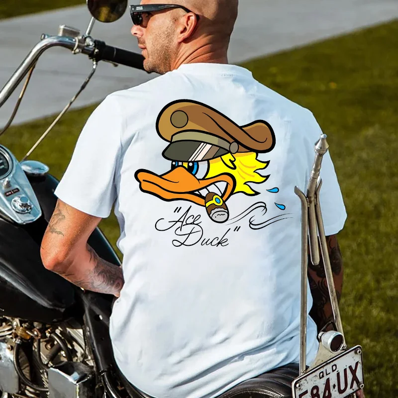 ACE DUCK Yellow Duck With Cigar Print Men's T-shirt