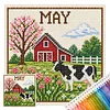 Stamped Cross Stitch Kit for Adults Rural Landscape 14CT tapestrymarket