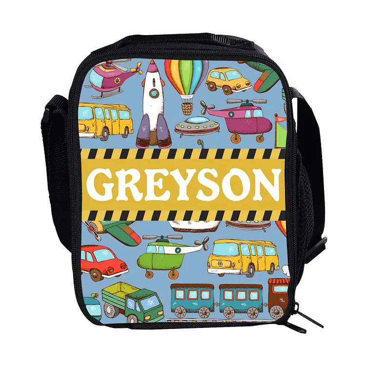 Custom Name Lunch Bag Personalized Cars Pattern Lunch Box Gifts for Kids