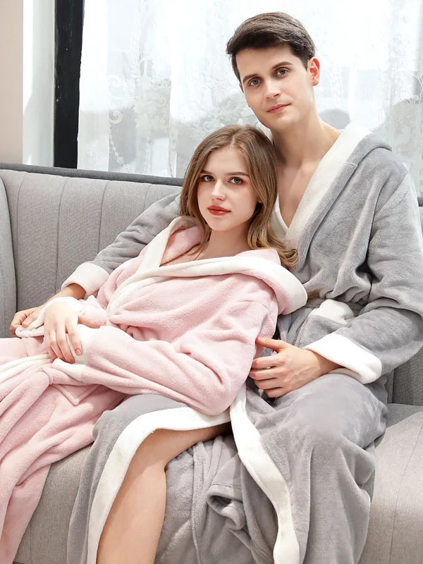 Comfortable Hooded Bandage Warm Pajama Robe