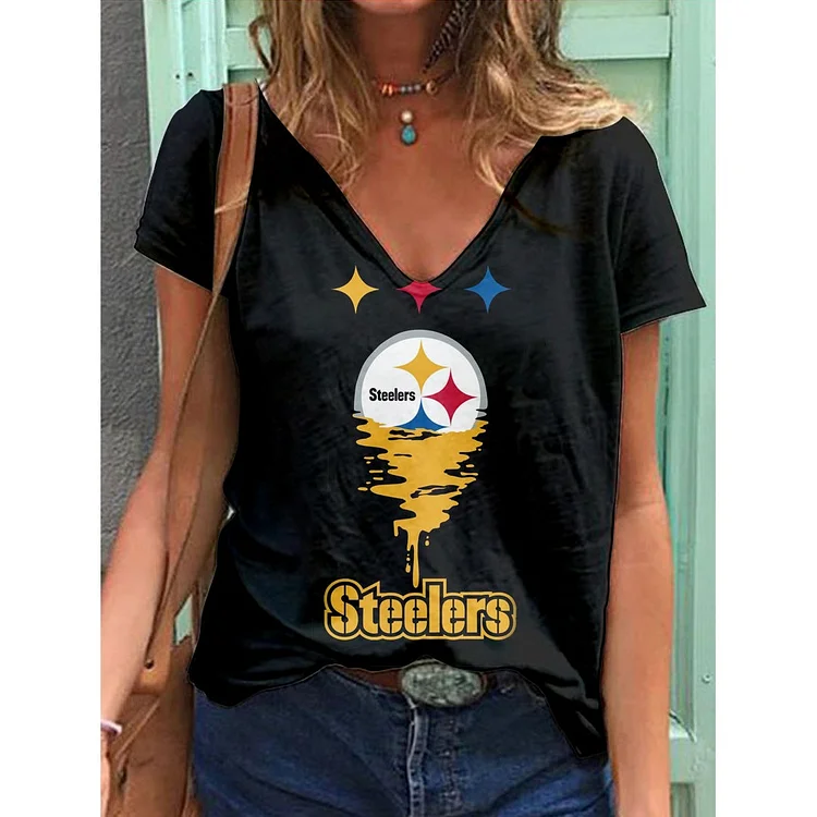 Pittsburgh Steelers  Lightweight Short Sleeve V-Neck T-Shirt