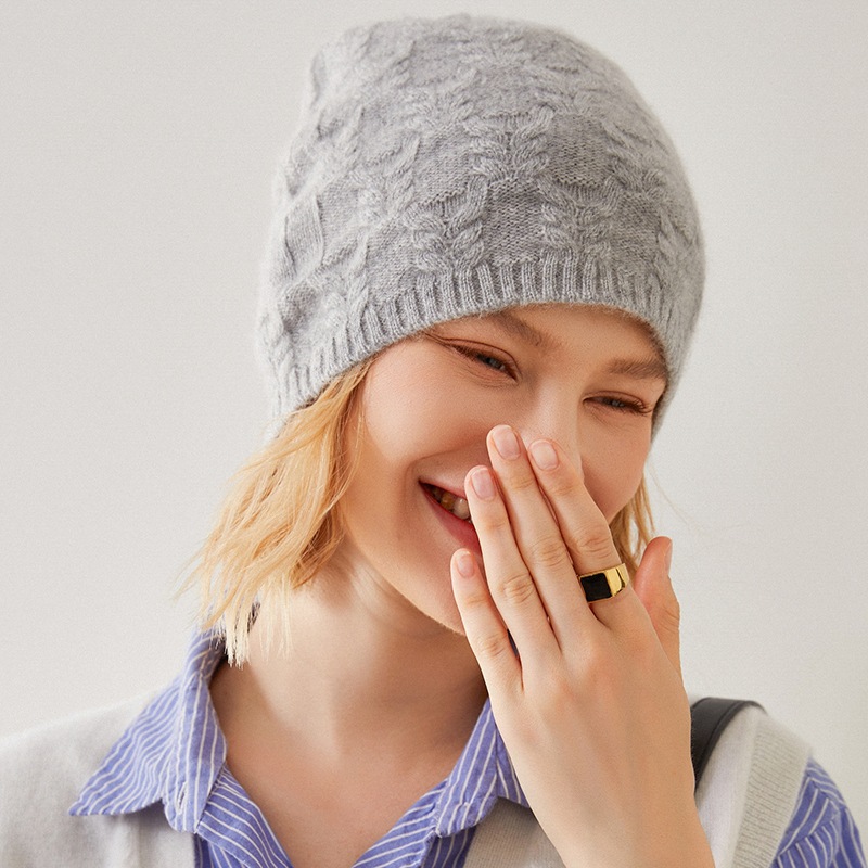 Women's Warm Cashmere Beanie Hat REAL SILK LIFE