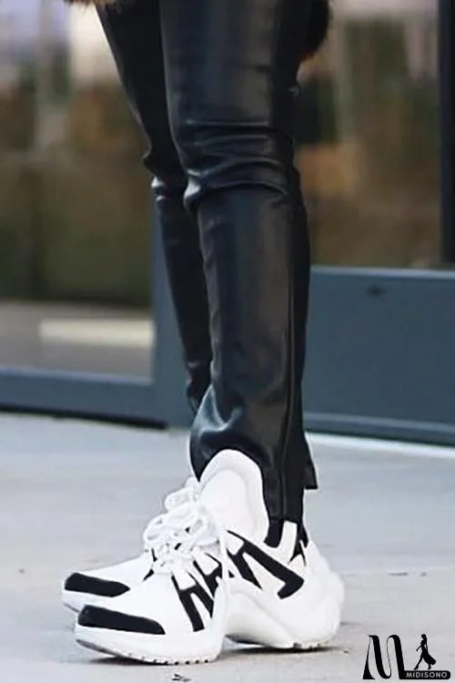 MidiSono - Chunky Mesh Two Tone Lace Up Sneakers