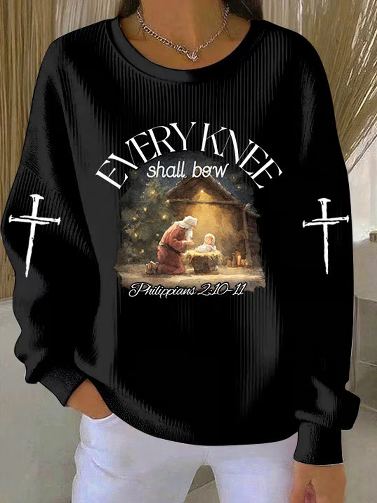 Women's Every Knee Shake Print Crew Neck Sweatshirt elevenforest