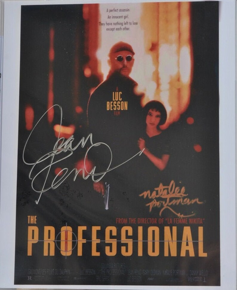 THE PROFESSIONAL cast x2 Jean Reno & Natalie Portman 8x10 hand signed, autographed color Photo Poster painting wcoa