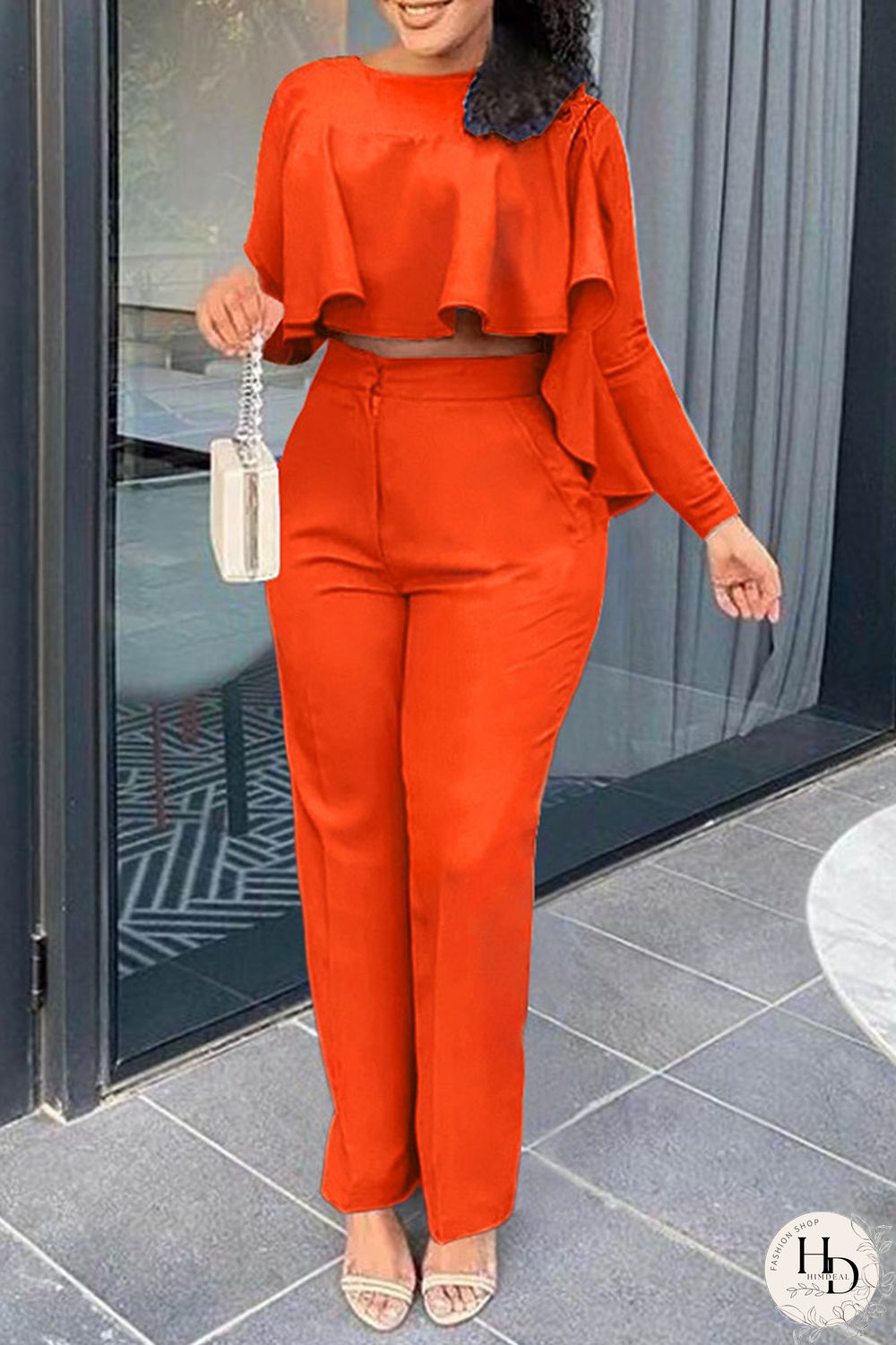 Red Fashion Casual Solid Patchwork O Neck Long Sleeve Two Pieces