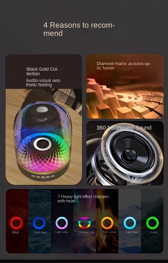 modern smart wireless home theater speaker with light show wireless c fast long lasting battery sound system for music movies compatible with alexa assistant no charger included ideal for living room bedroom office sleek black type c compatible with smartphones tablets laptops Product details 4