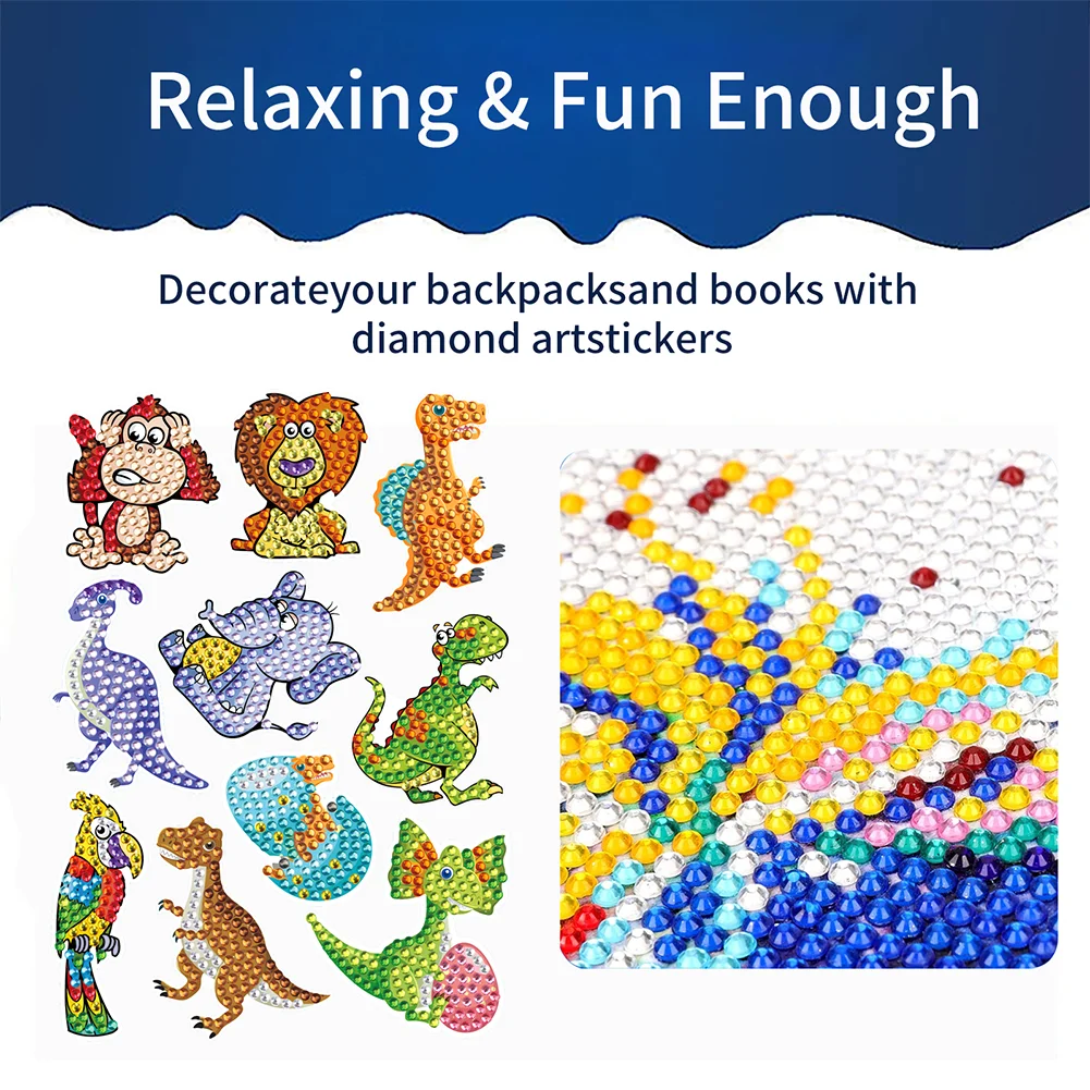 38pcs/a set DIY Animal Diamond Painting Sticker Gem Sticker for Boy Gift