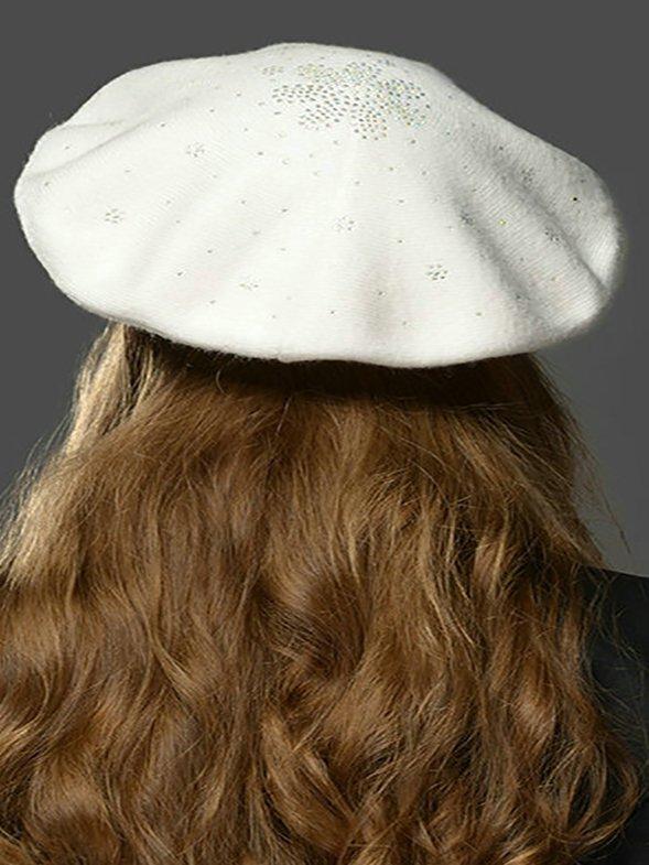 All-match Beaded Wool Blend Casual Soft And Thermal Beret Hat