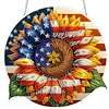Diamond Painting Single-Sided Acrylic Sunflower and Flag Hanging Pendant Sun Catcher for Home Garden Wall Door
